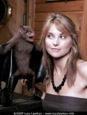 Lucy Lawless and her co-star Vampire Bat